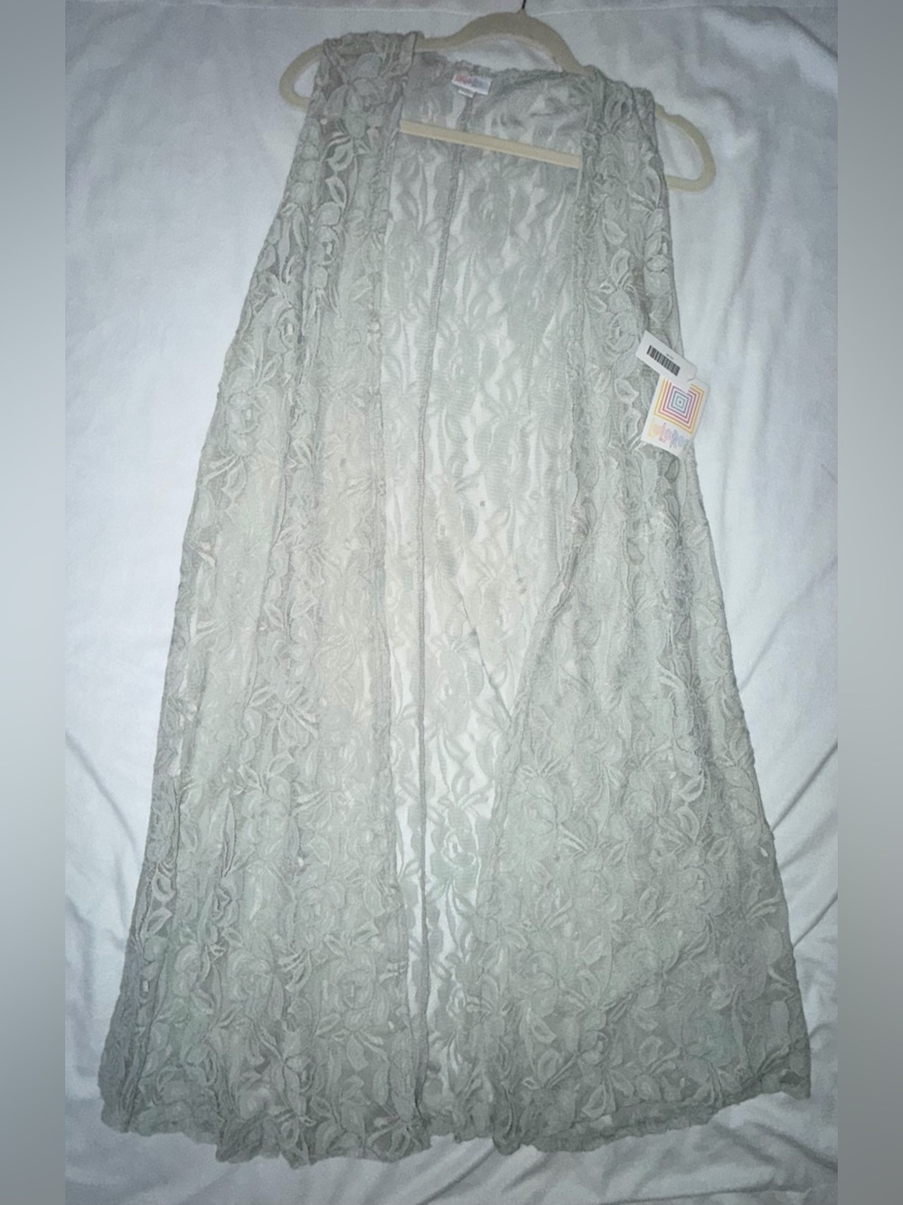 Women's Lace Duster Vest - Light Gray